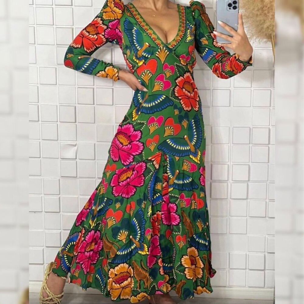SOLD FARM Rio Beautiful Forest Maxi Dress sz XS NWT STUNNING!!!